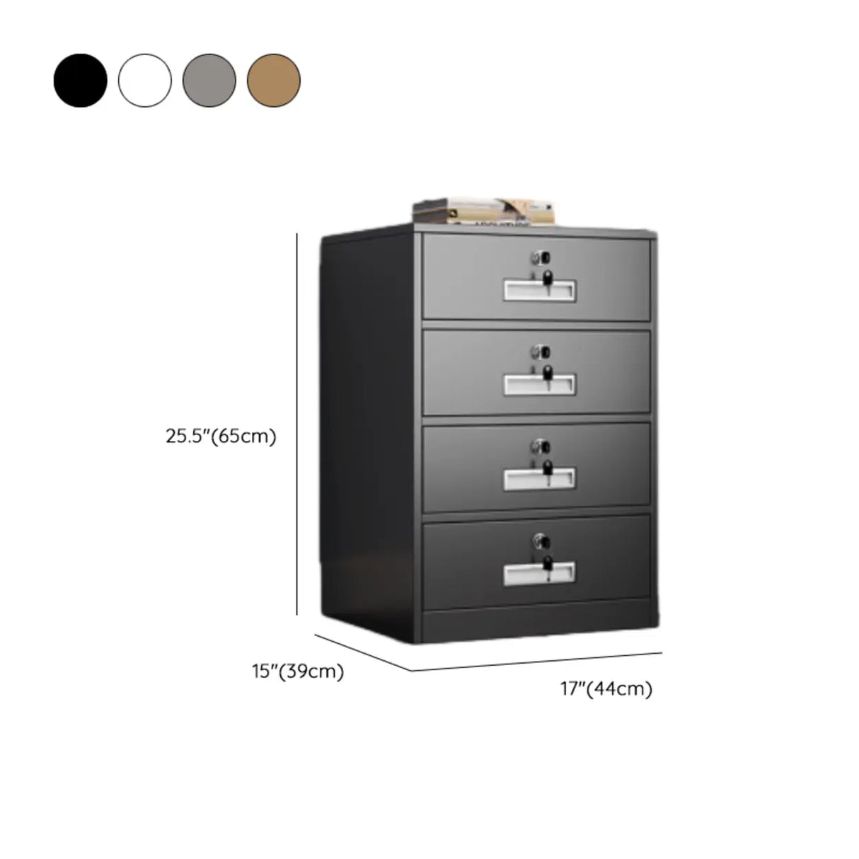 Black Lockable Steel Small Filing Cabinets with Drawers Image - 46