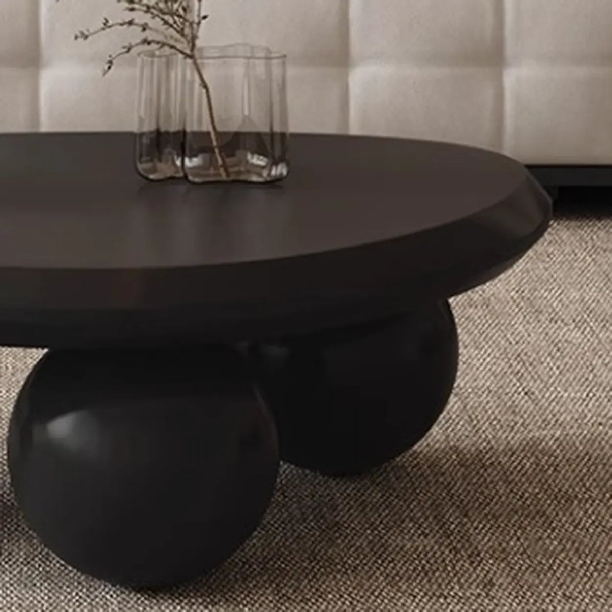 Black Manufactured Wood Triangle Ball Base Coffee Table Image - 5