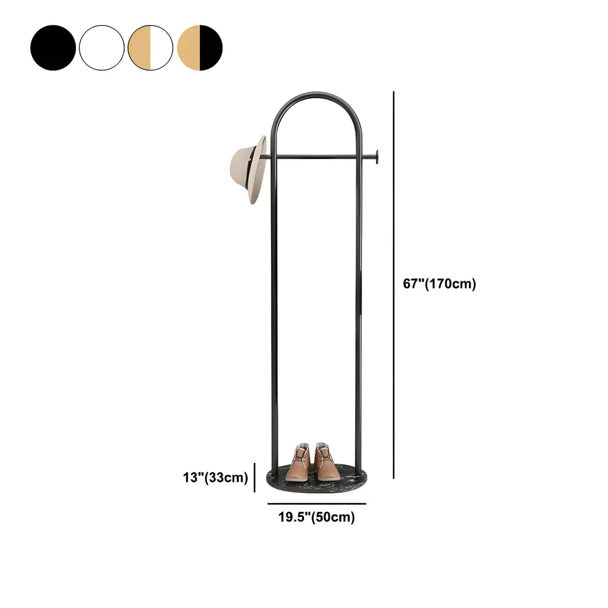 Black Marble Base Arched Metal Freestanding Coat Rack Image - 17