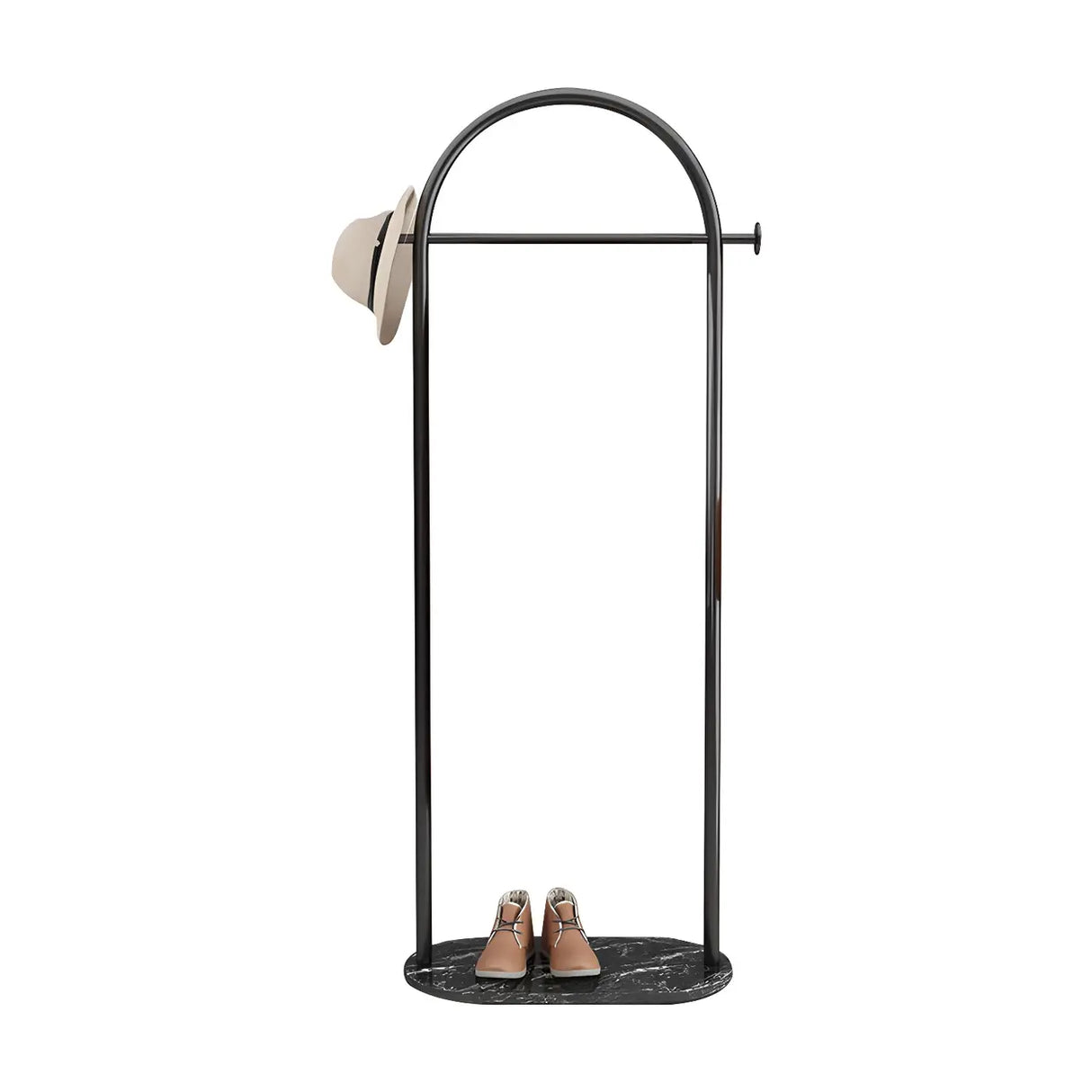 Black Marble Base Arched Metal Freestanding Coat Rack Image - 5