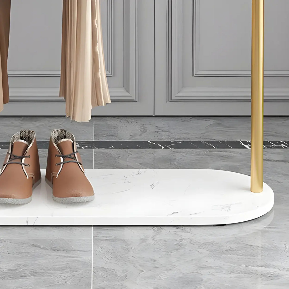 Black Marble Base Arched Metal Freestanding Coat Rack Image - 6