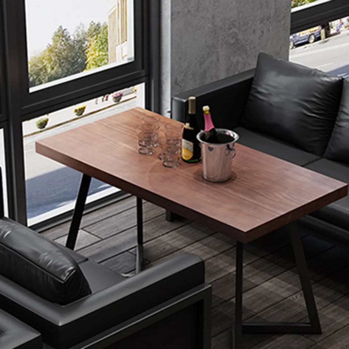 Black Metal Frame Faux Leather Loveseat with Legs Image - 16