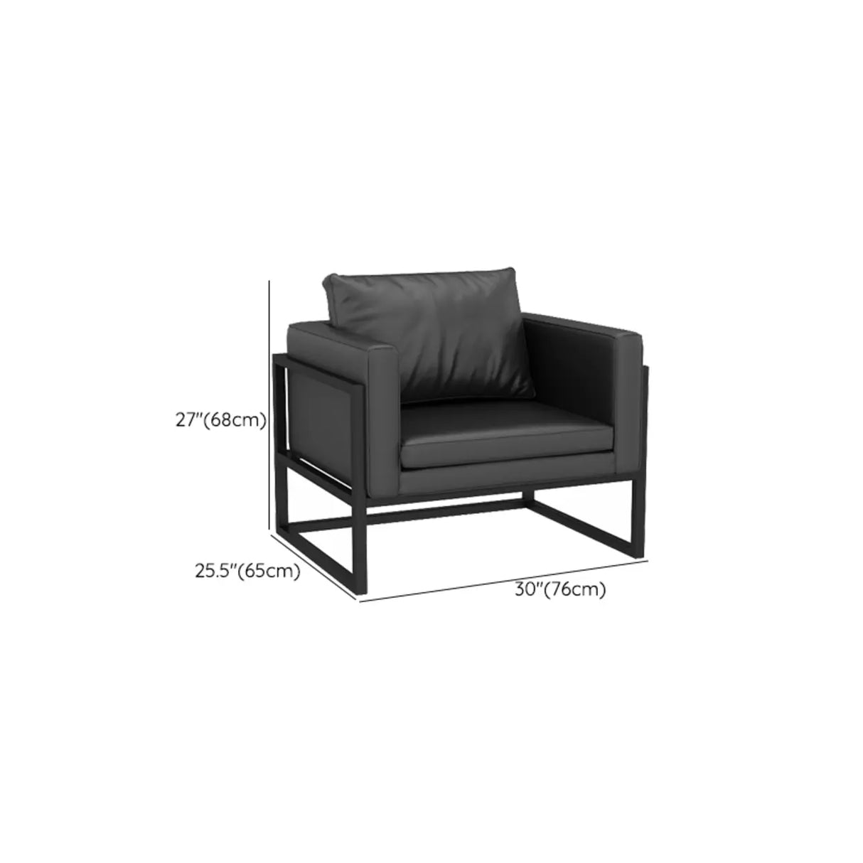 Black Metal Frame Faux Leather Loveseat with Legs