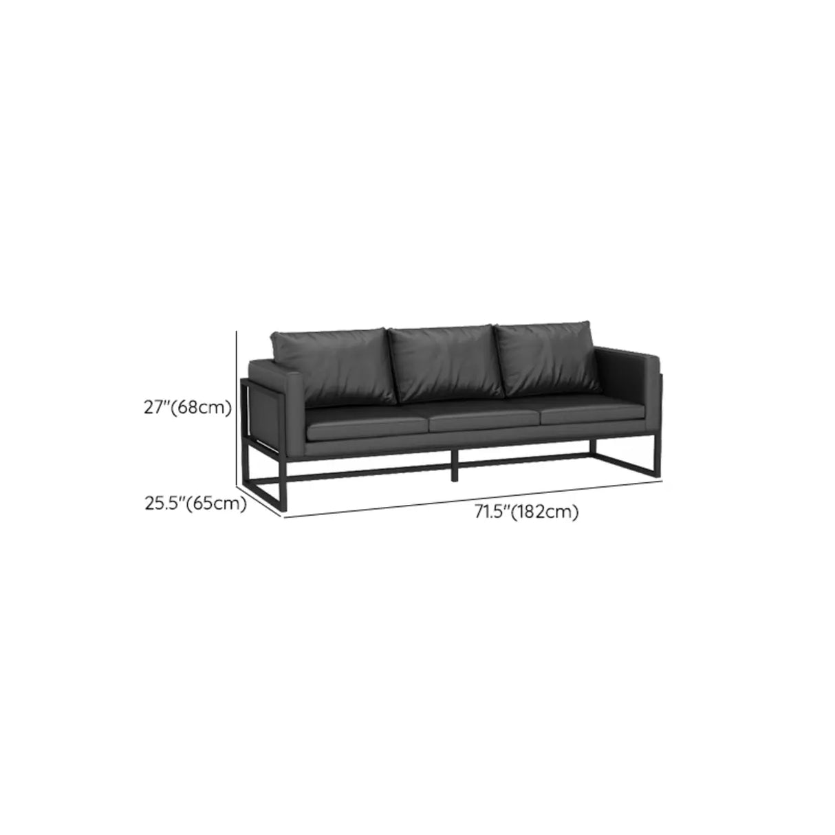 Black Metal Frame Faux Leather Loveseat with Legs Image - 19