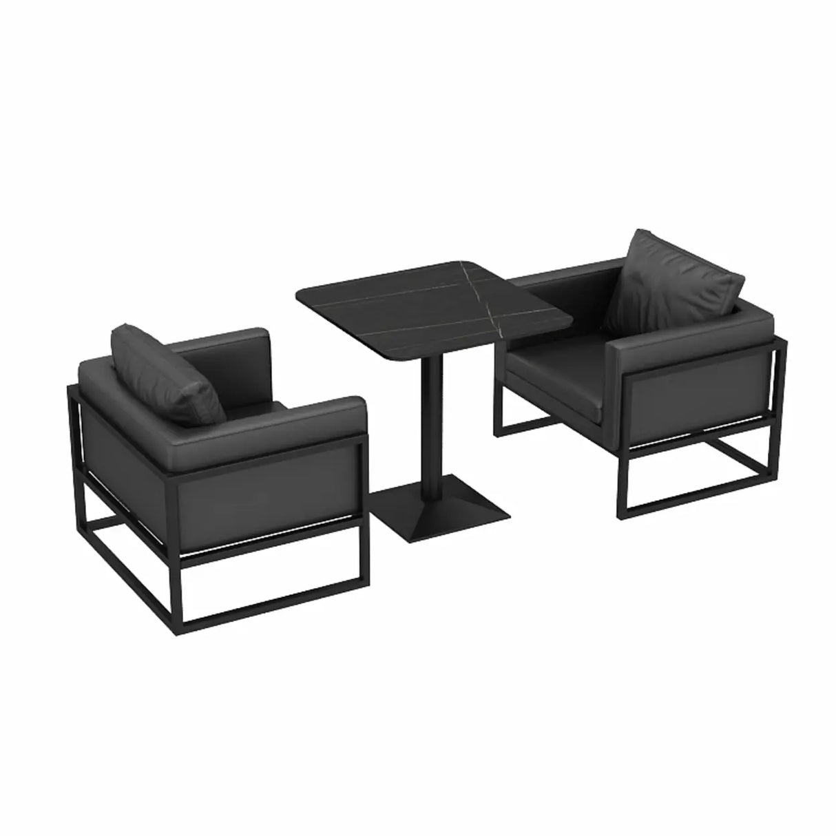 Black Metal Frame Faux Leather Loveseat with Legs Image - 3