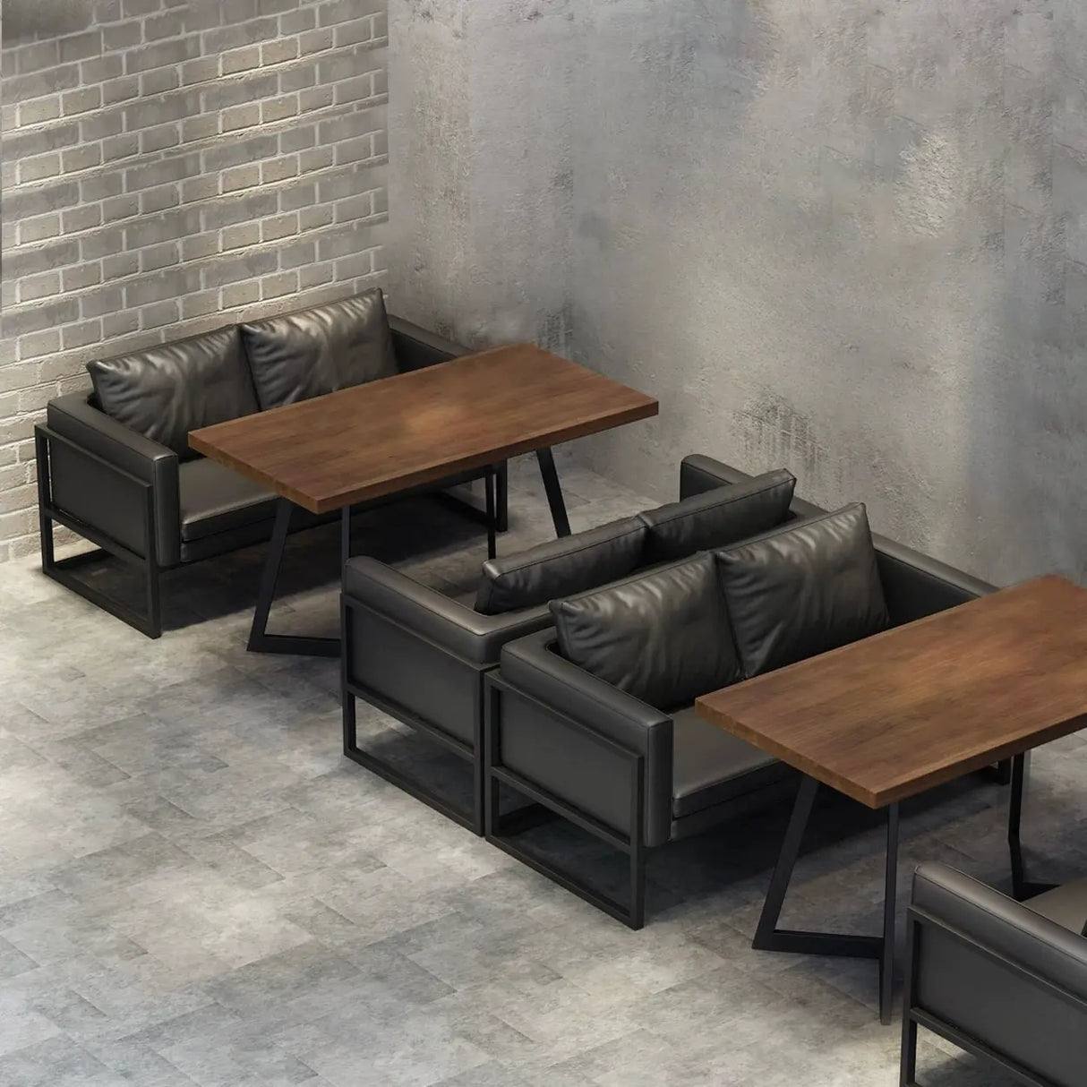 Black Metal Frame Faux Leather Loveseat with Legs Image - 8