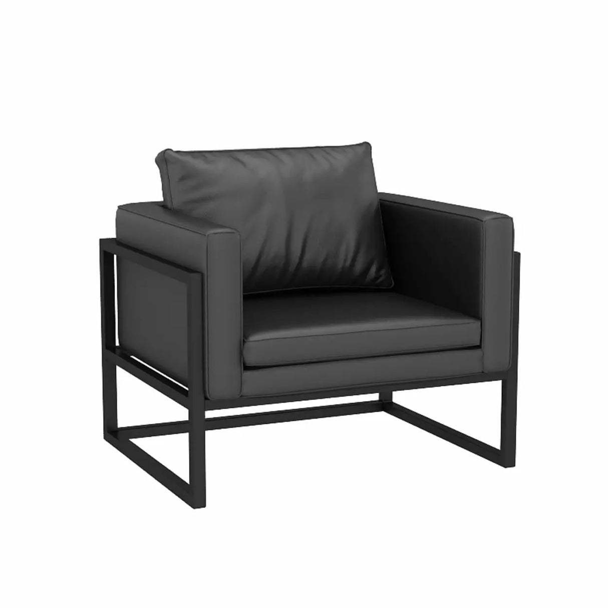 Black Metal Frame Faux Leather Loveseat with Legs Image - 9