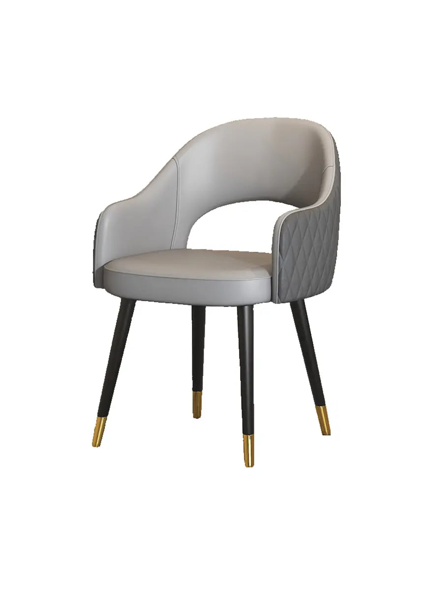 Black Metal Leg Curved Upholstered Arm Dining Chair Image - 11