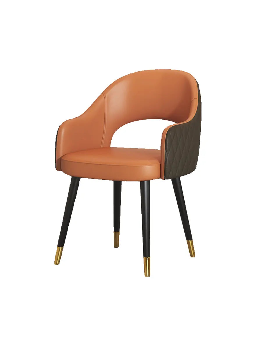 Black Metal Leg Curved Upholstered Arm Dining Chair Image - 13