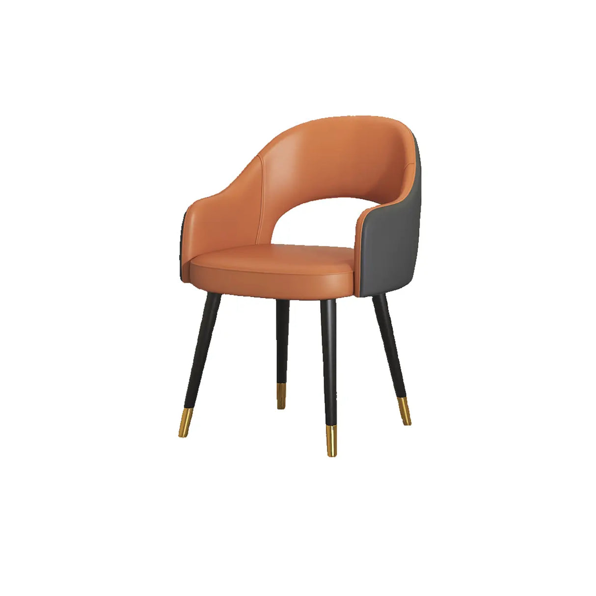 Black Metal Leg Curved Upholstered Arm Dining Chair Image - 4