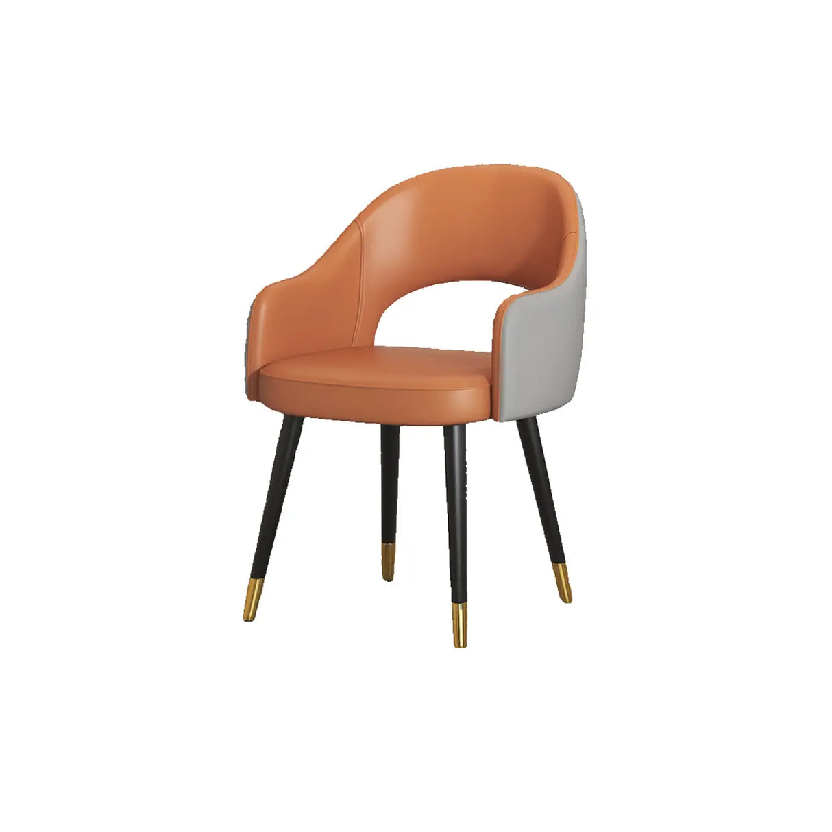 Black Metal Leg Curved Upholstered Arm Dining Chair Image - 6