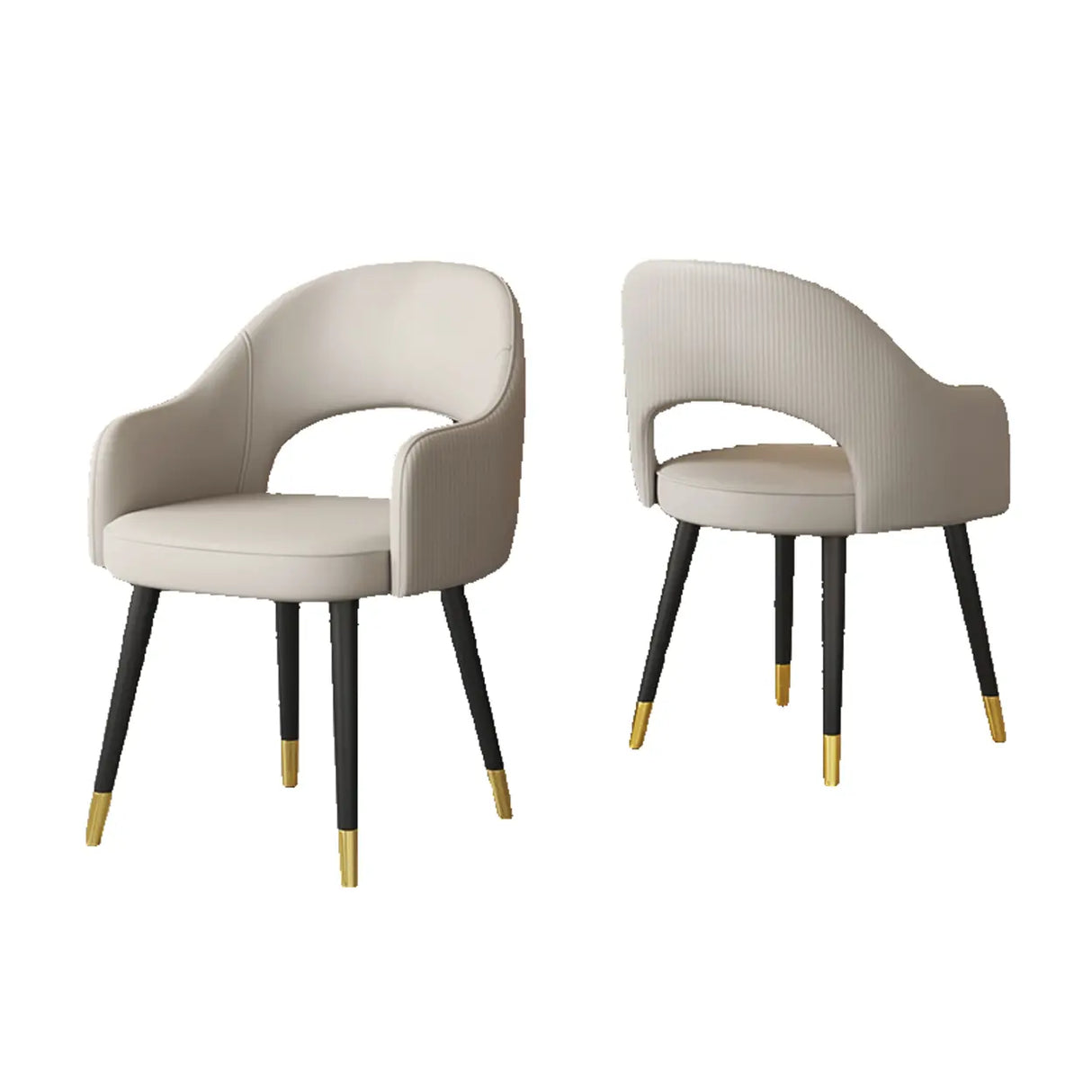 Black Metal Leg Curved Upholstered Arm Dining Chair Image - 7