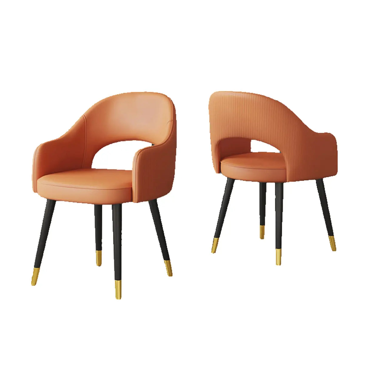 Black Metal Leg Curved Upholstered Arm Dining Chair Image - 9