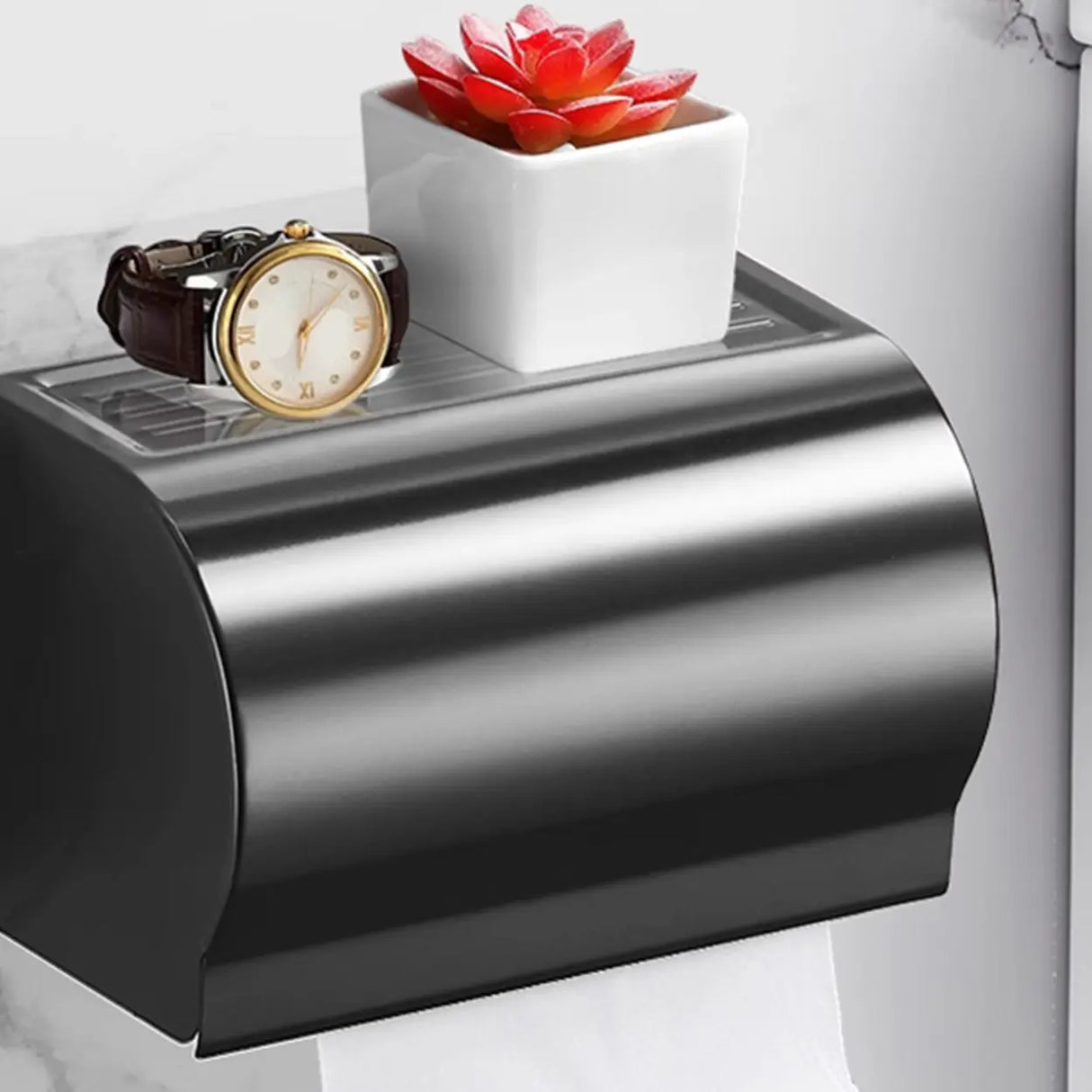 Black Metal Mounting Hardware Bathroom Shelf Set with Hooks Image - 13