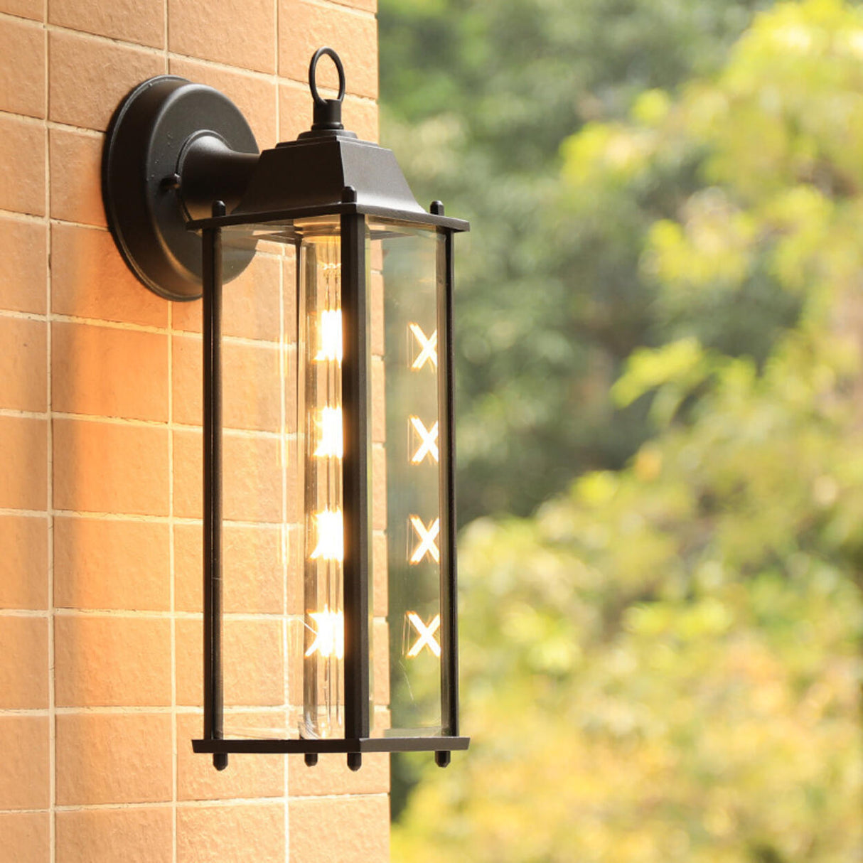 Black Metal Outdoor Vintage Lantern Wall Sconce Image - 1