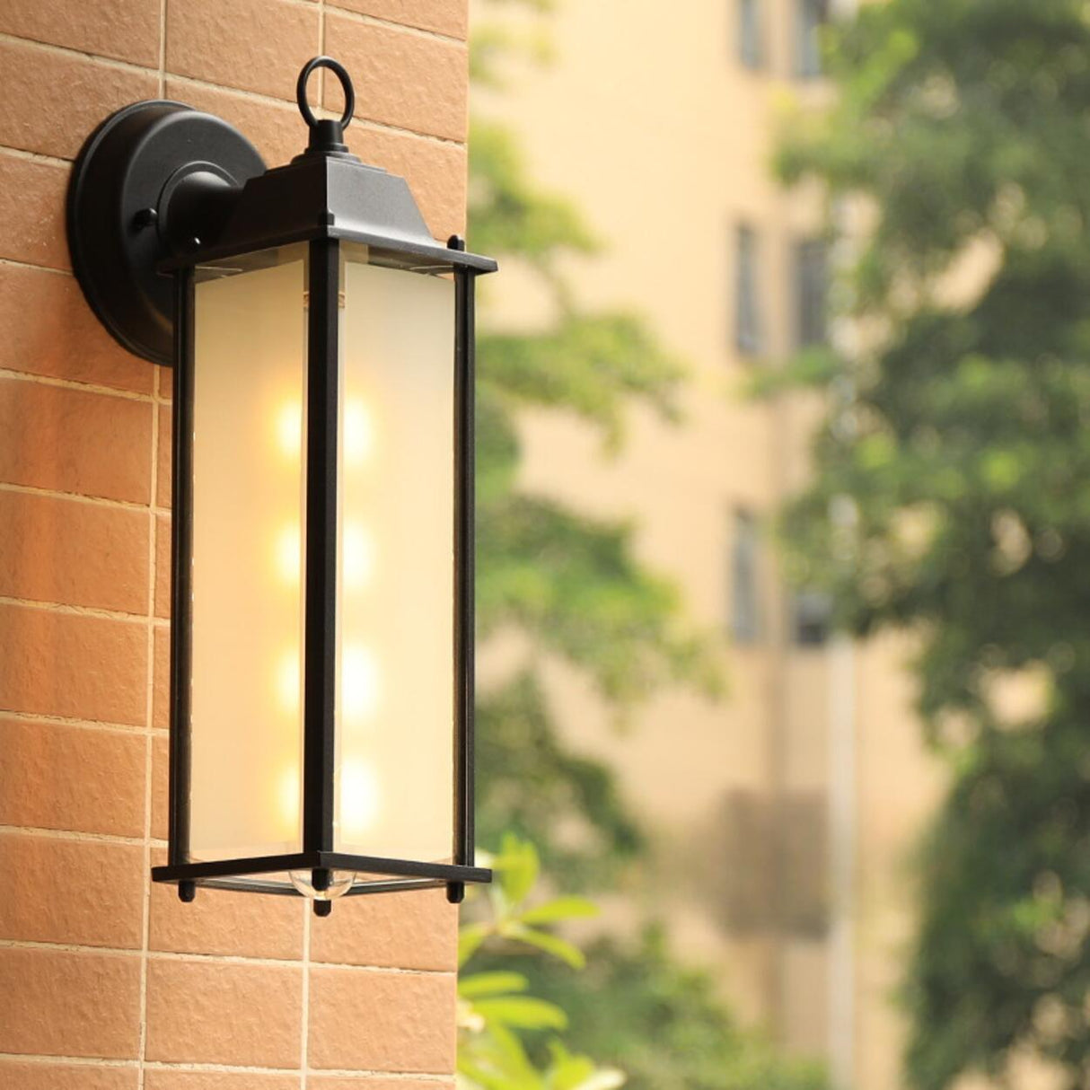 Black Metal Outdoor Vintage Lantern Wall Sconce Image - 2