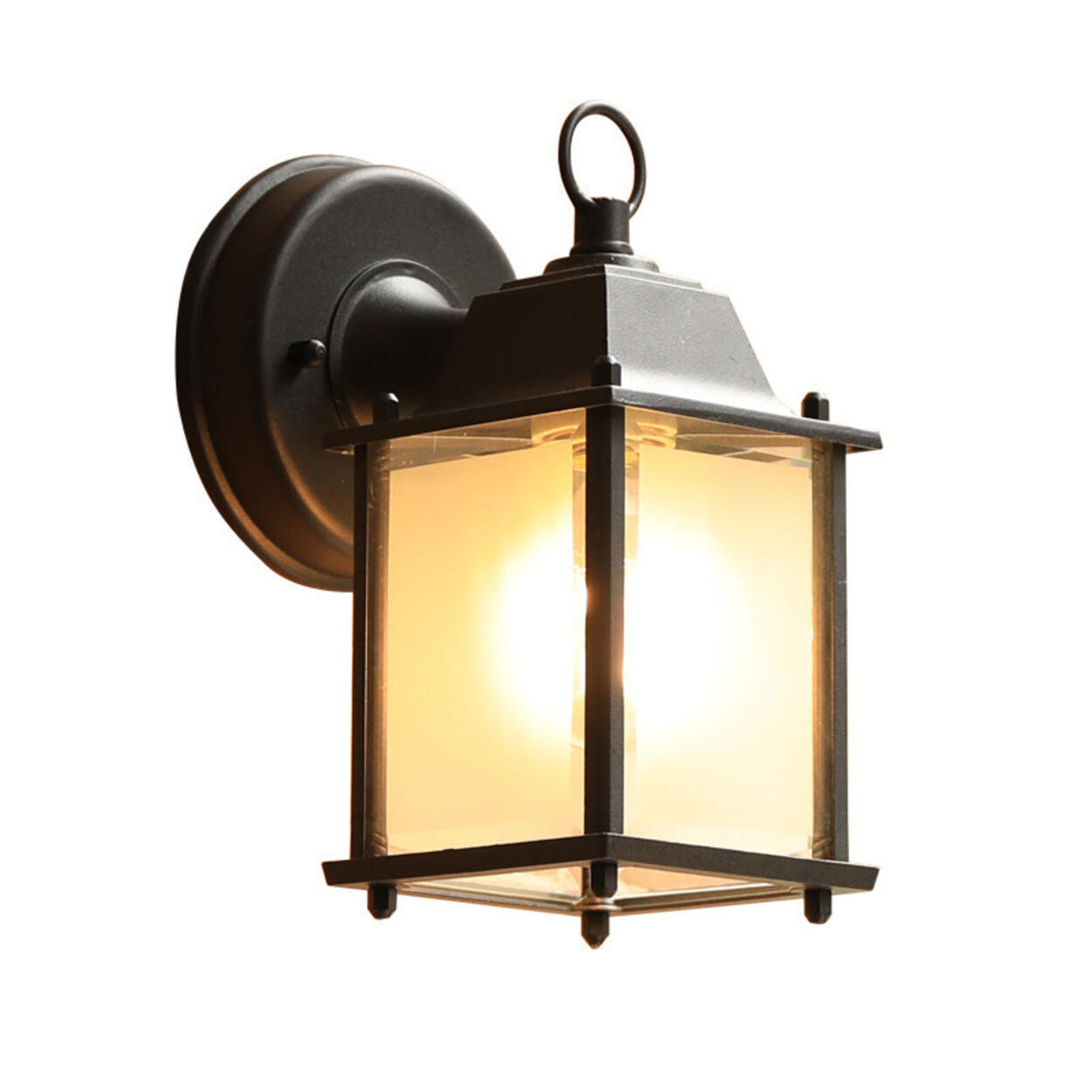 Black Metal Outdoor Vintage Lantern Wall Sconce Image - 5