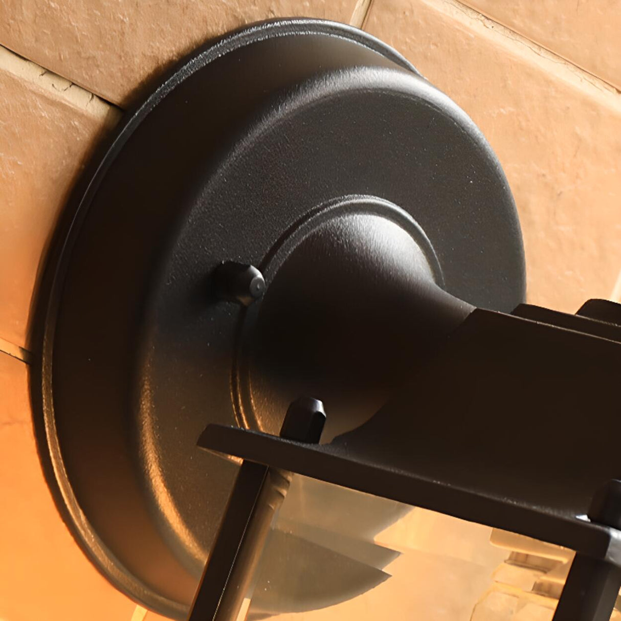 Black Metal Outdoor Vintage Lantern Wall Sconce Image - 7