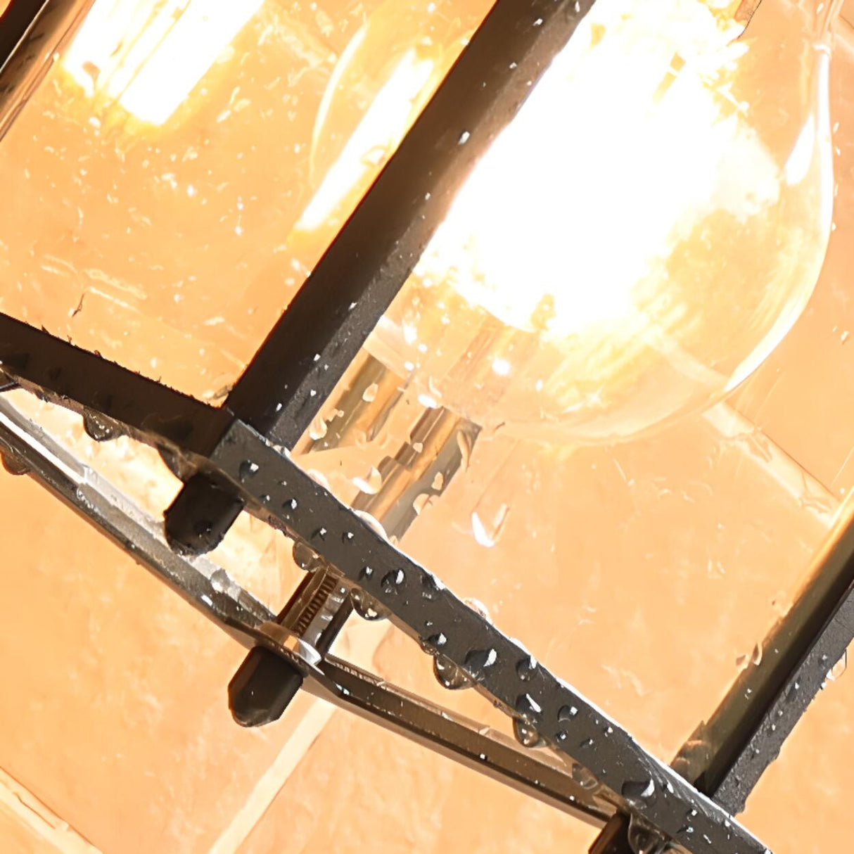 Black Metal Outdoor Vintage Lantern Wall Sconce Image - 9