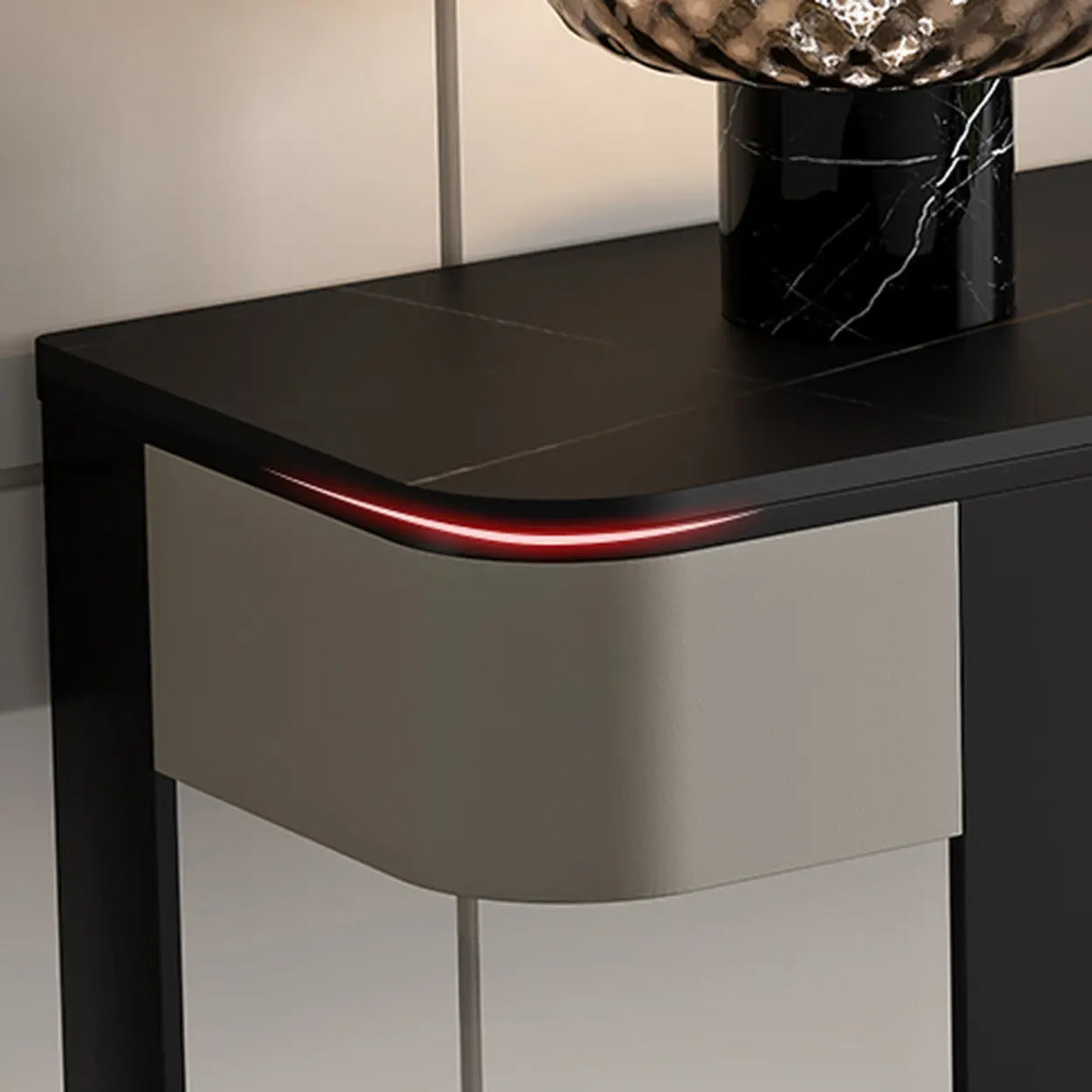 Black Metal Rectangular Console Table with Drawers Image - 10