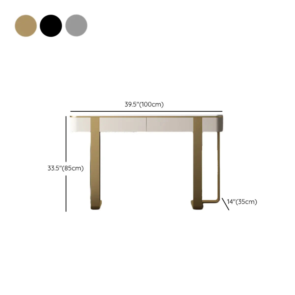 Black Metal Rectangular Console Table with Drawers