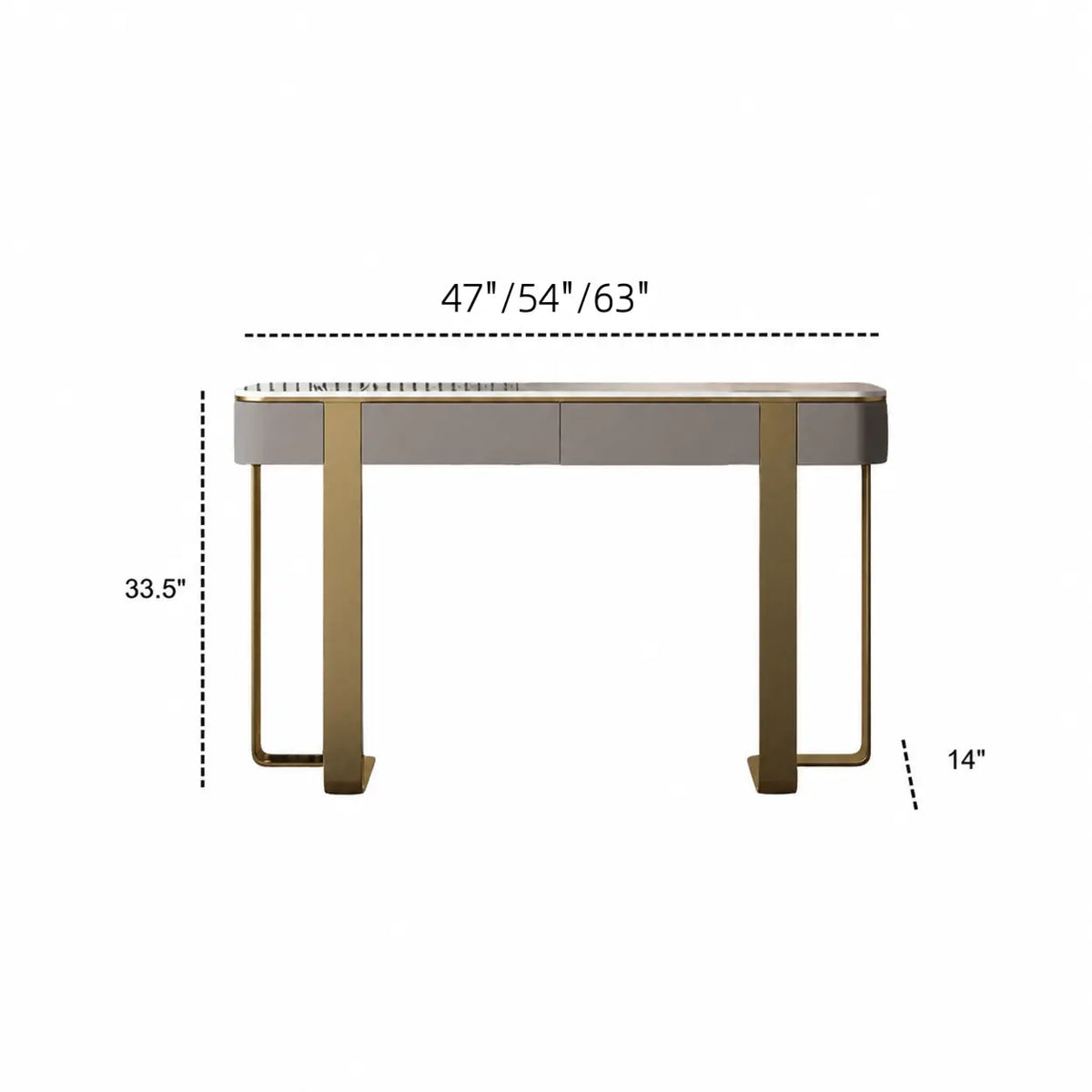 Black Metal Rectangular Console Table with Drawers