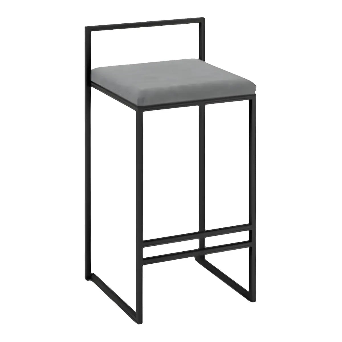 Black Metal Square Upholstered Barstool for Counters Image - 10
