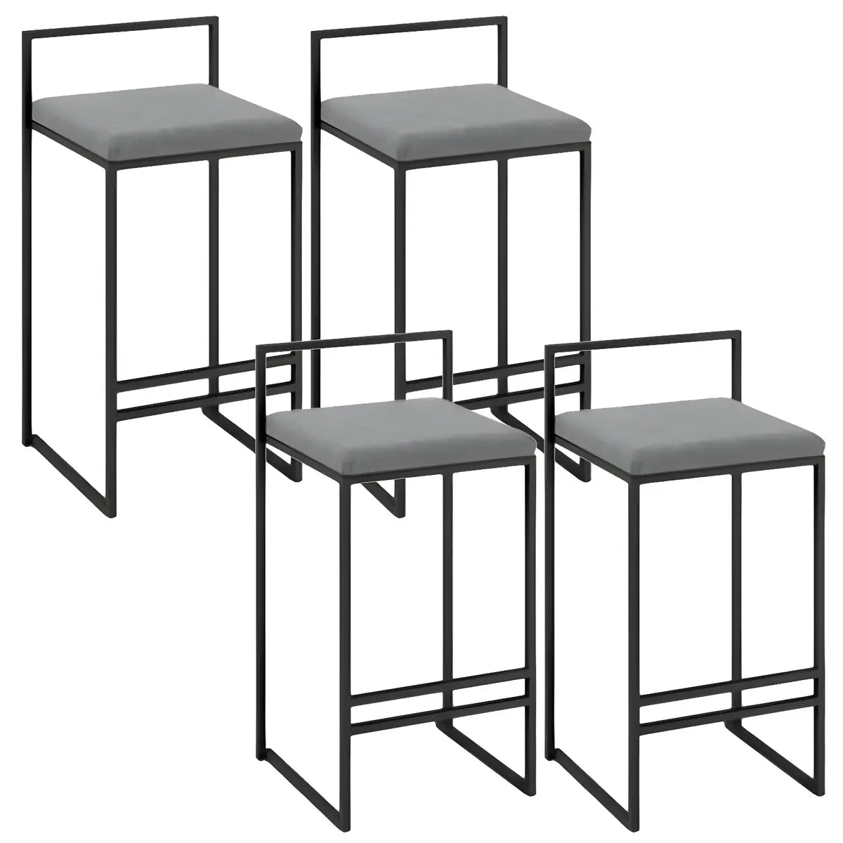 Black Metal Square Upholstered Barstool for Counters Image - 14