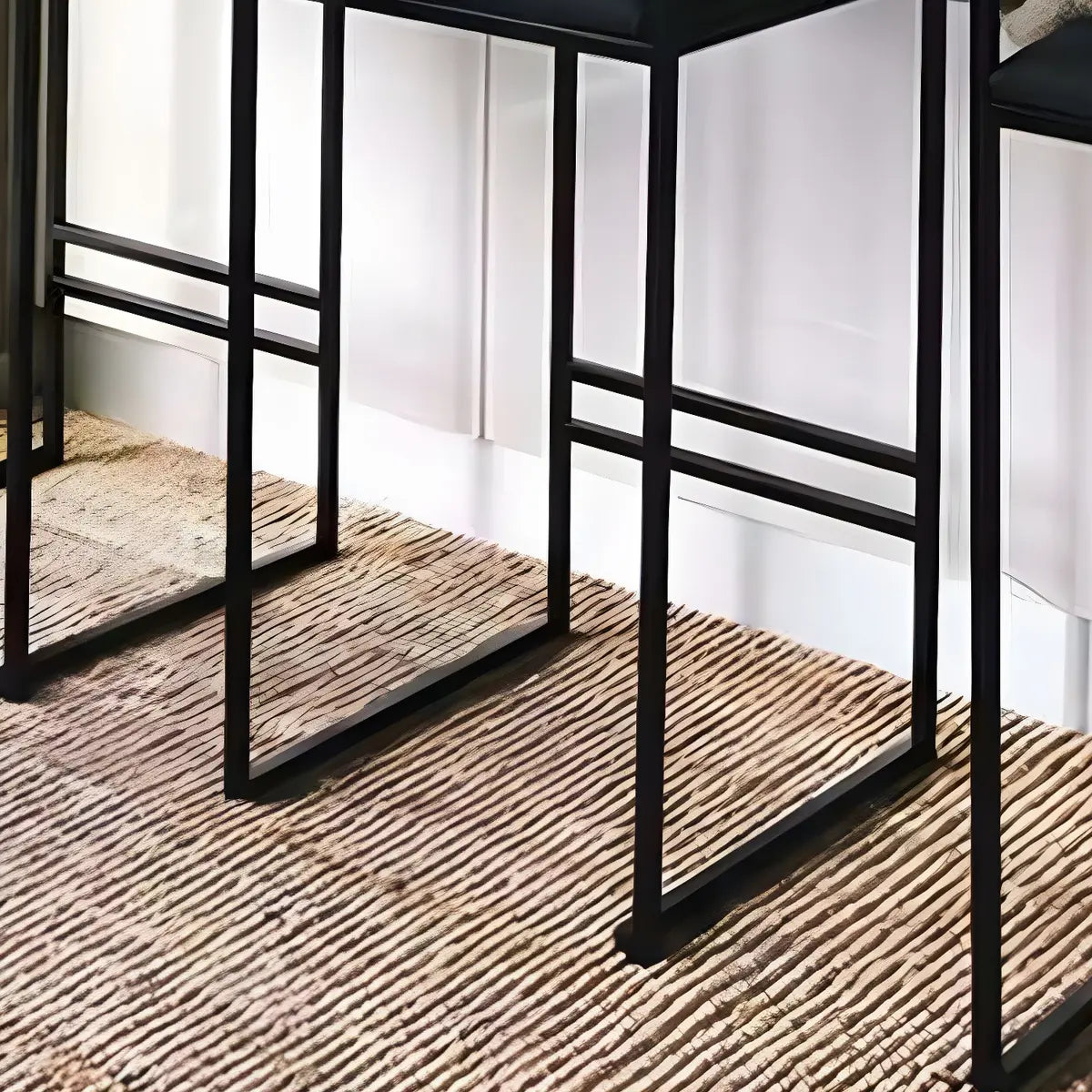 Black Metal Square Upholstered Barstool for Counters Image - 15