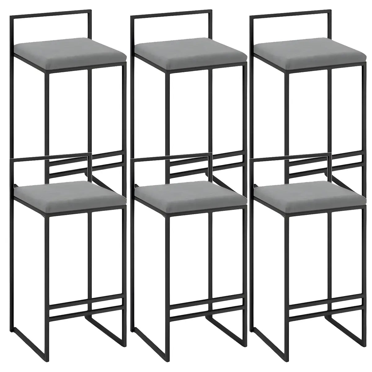 Black Metal Square Upholstered Barstool for Counters Image - 16