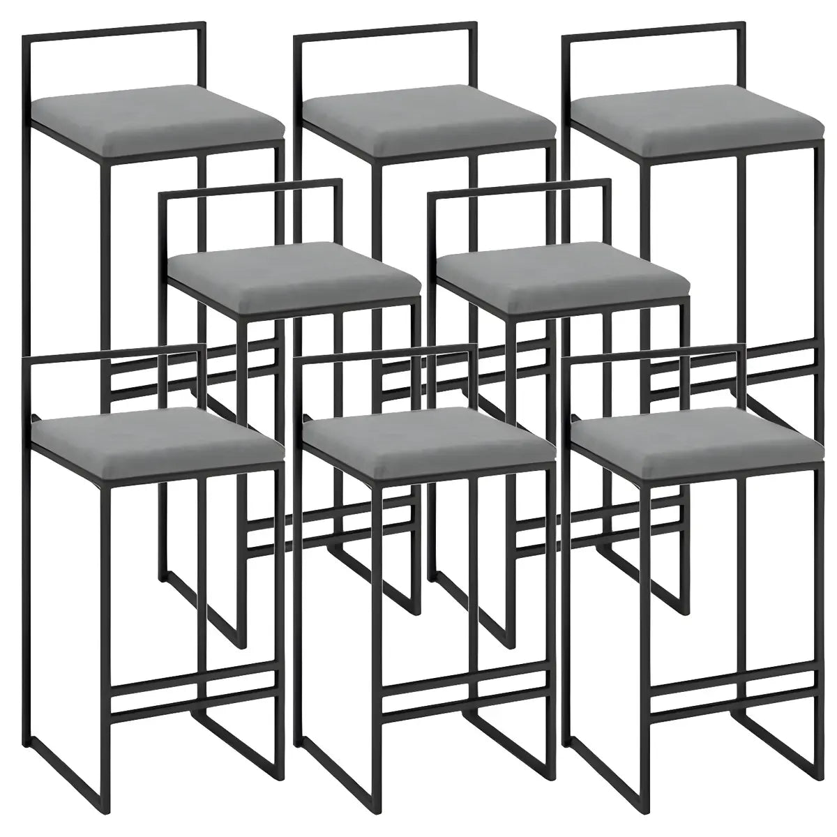 Black Metal Square Upholstered Barstool for Counters Image - 17