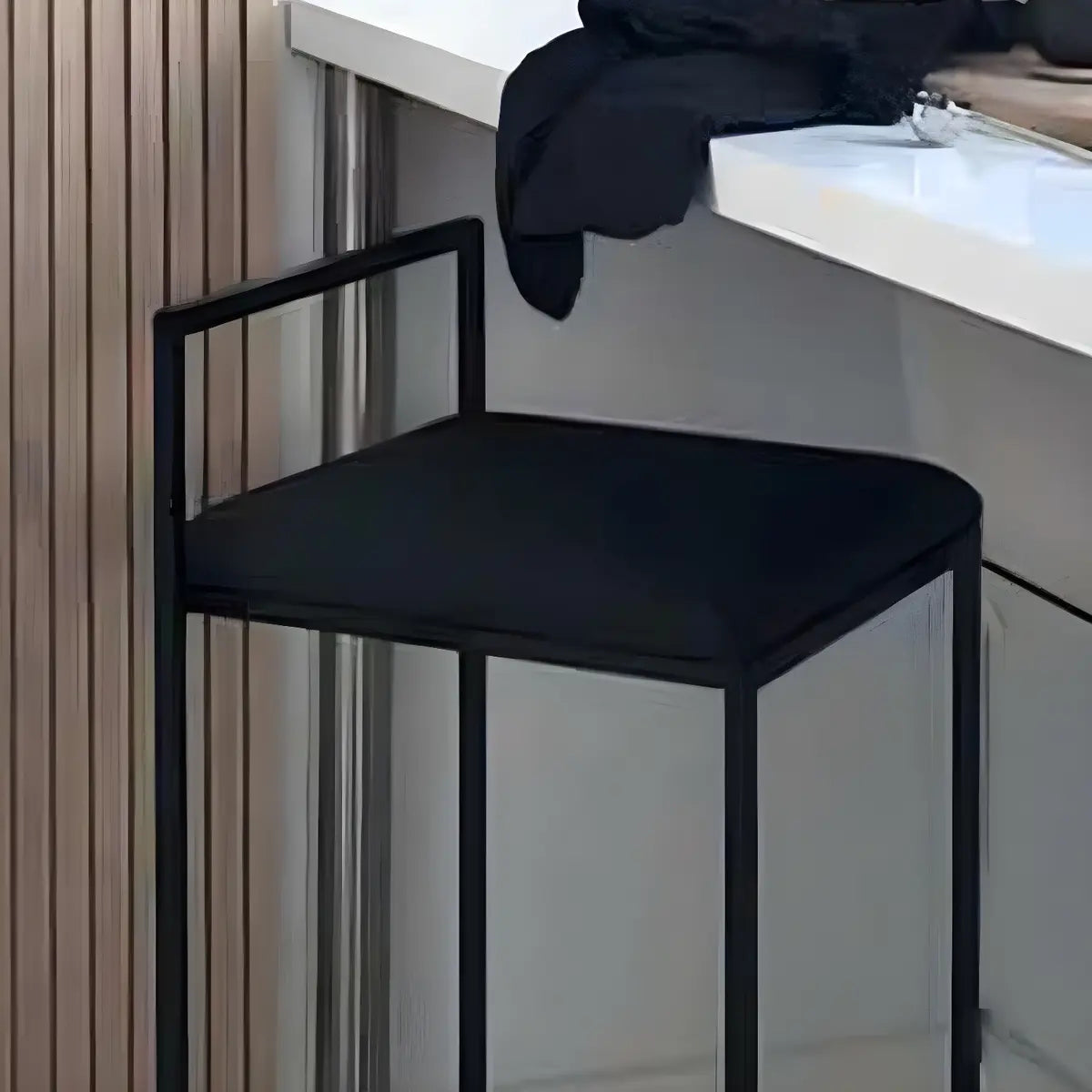 Black Metal Square Upholstered Barstool for Counters Image - 18