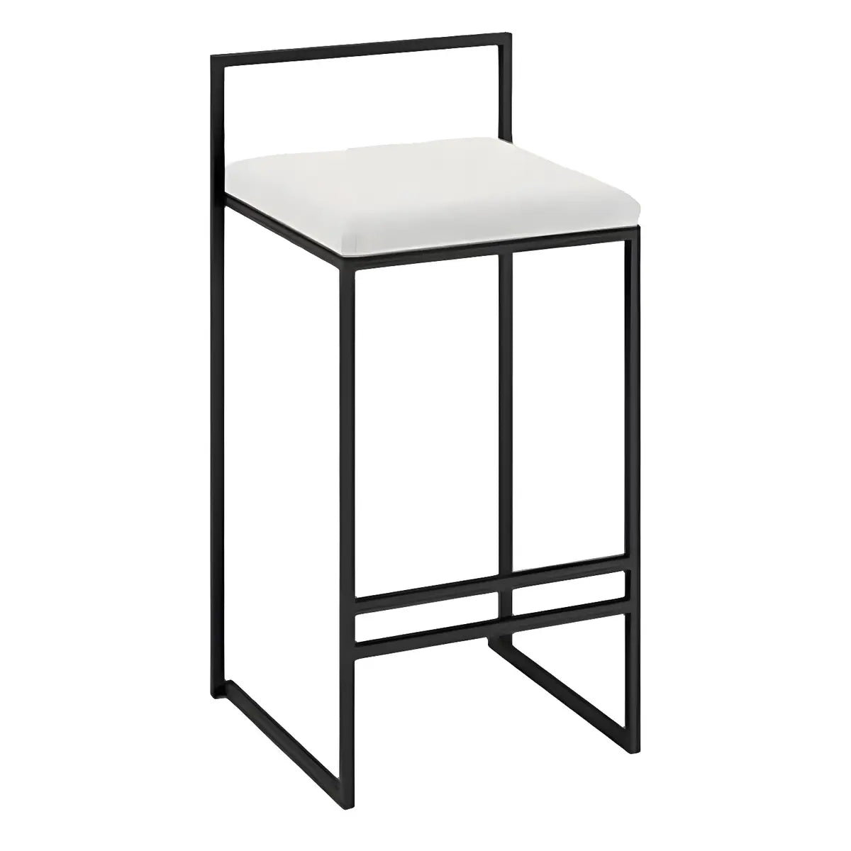 Black Metal Square Upholstered Barstool for Counters Image - 19