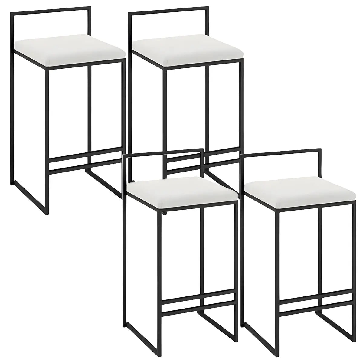 Black Metal Square Upholstered Barstool for Counters Image - 23