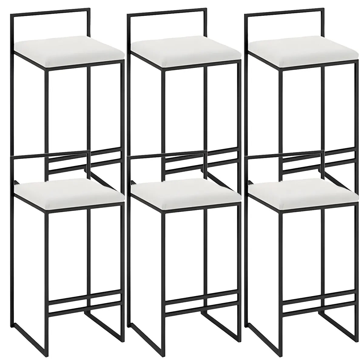 Black Metal Square Upholstered Barstool for Counters Image - 25