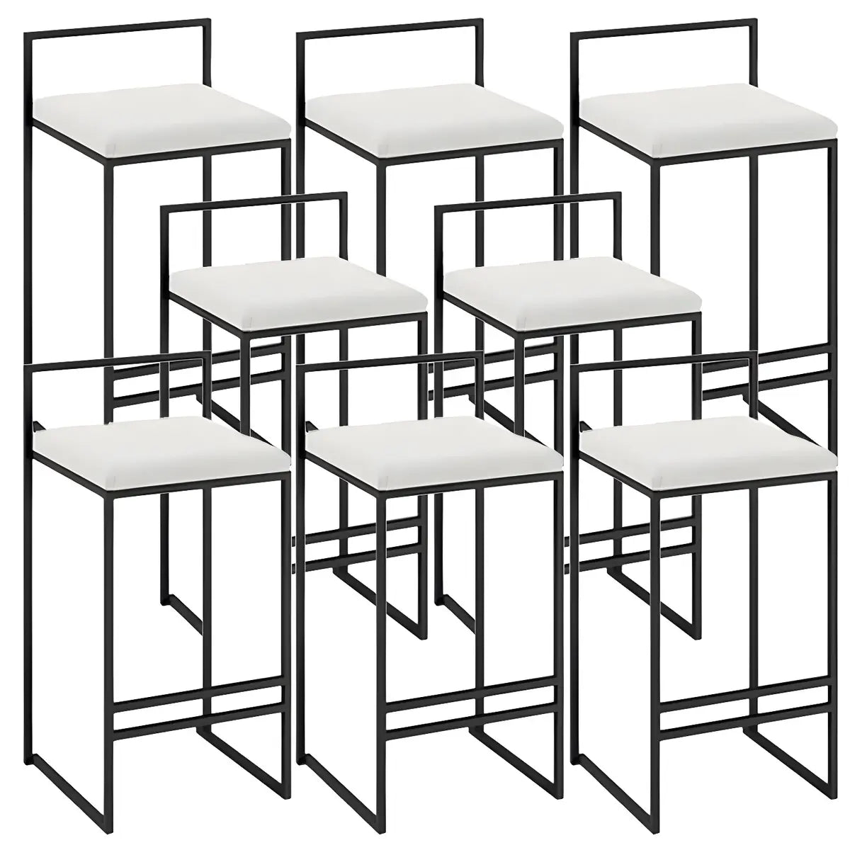 Black Metal Square Upholstered Barstool for Counters Image - 26