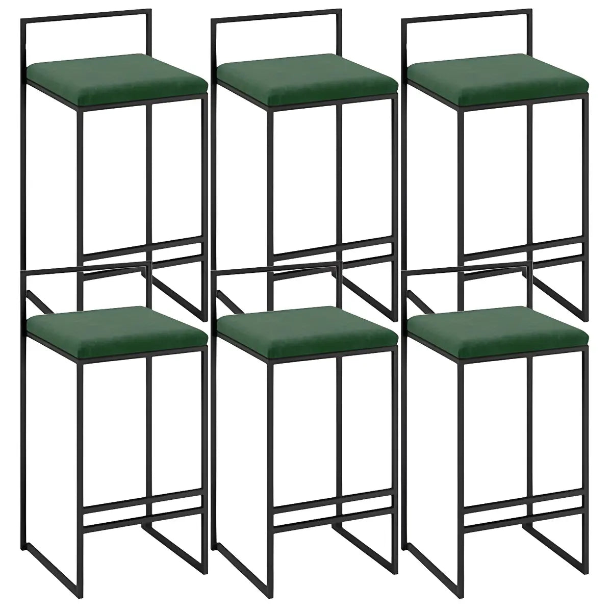 Black Metal Square Upholstered Barstool for Counters Image - 30