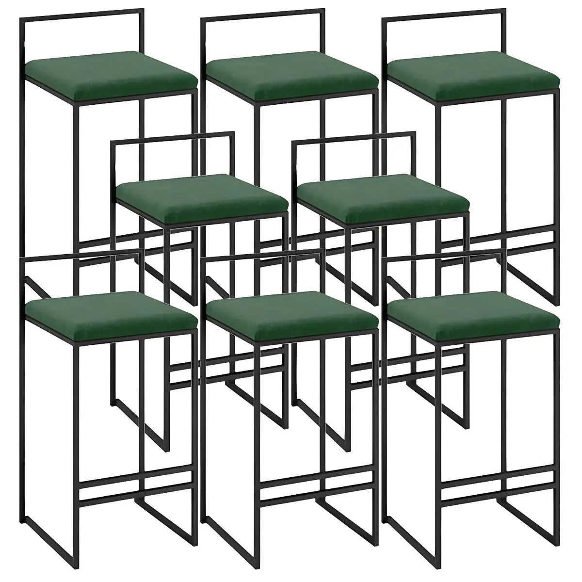 Black Metal Square Upholstered Barstool for Counters Image - 31