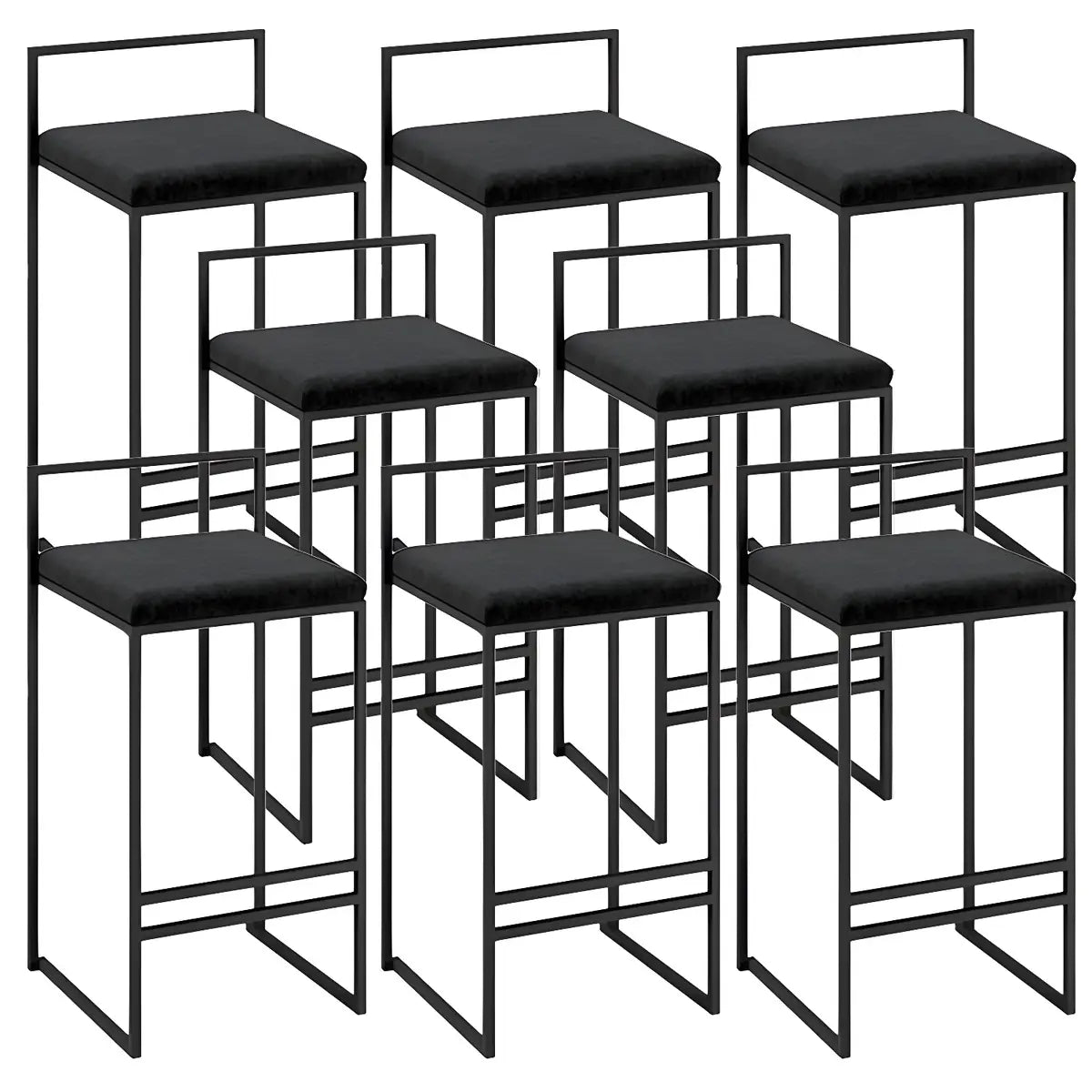 Black Metal Square Upholstered Barstool for Counters Image - 8