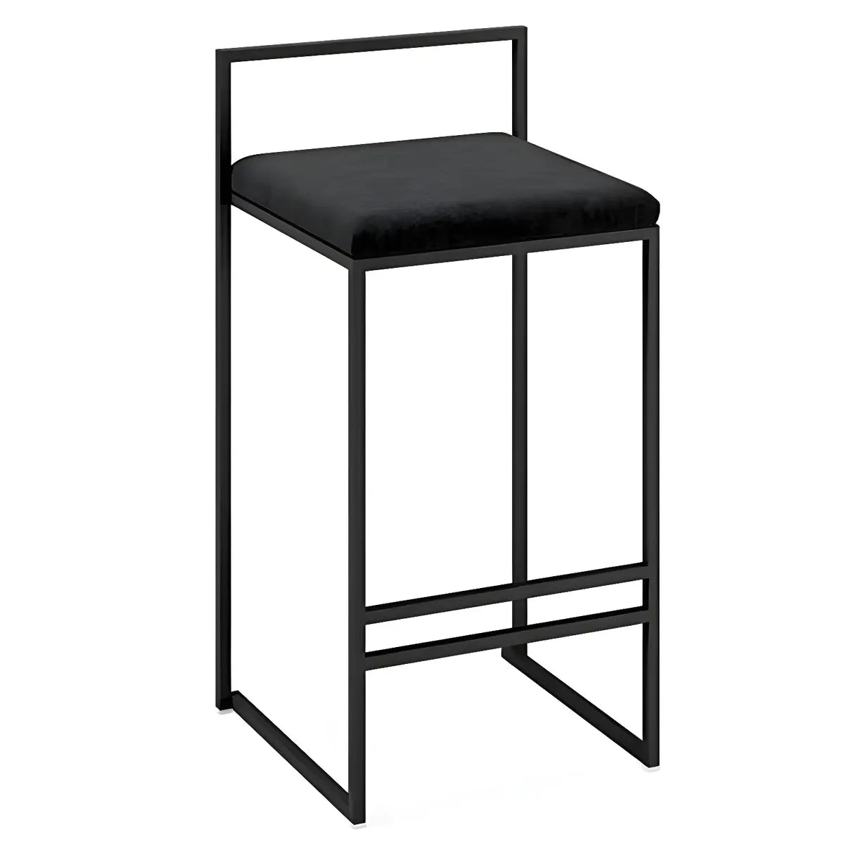 Black Metal Square Upholstered Barstool for Counters Image - 9