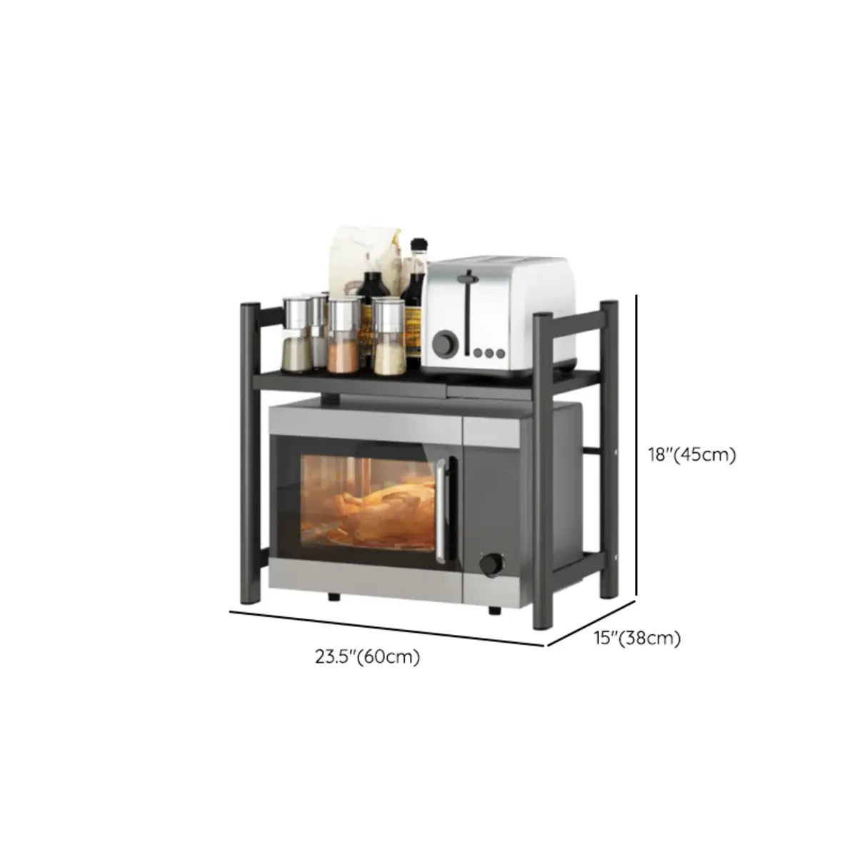 Black Metal Storage Baker's Rack with Microwave Shelf