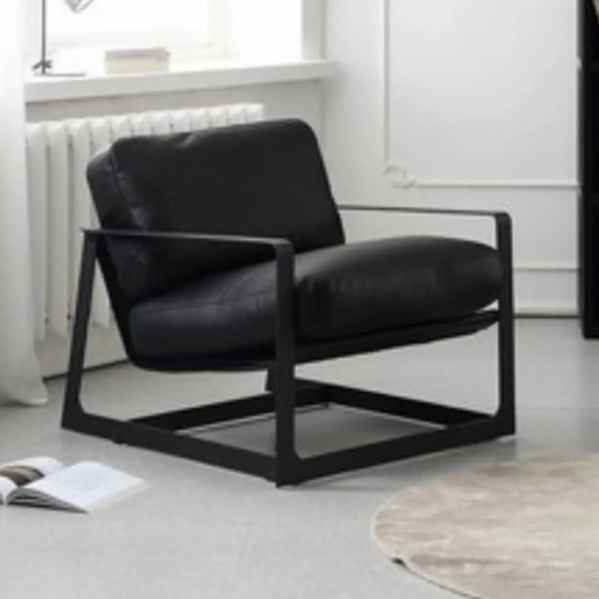 Black Microfiber Leather Reclining Lounge Chair Image - 11