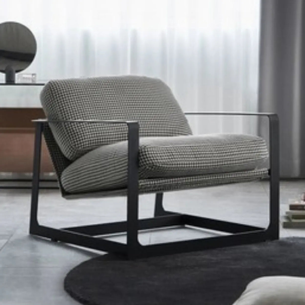 Black Microfiber Leather Reclining Lounge Chair Image - 12