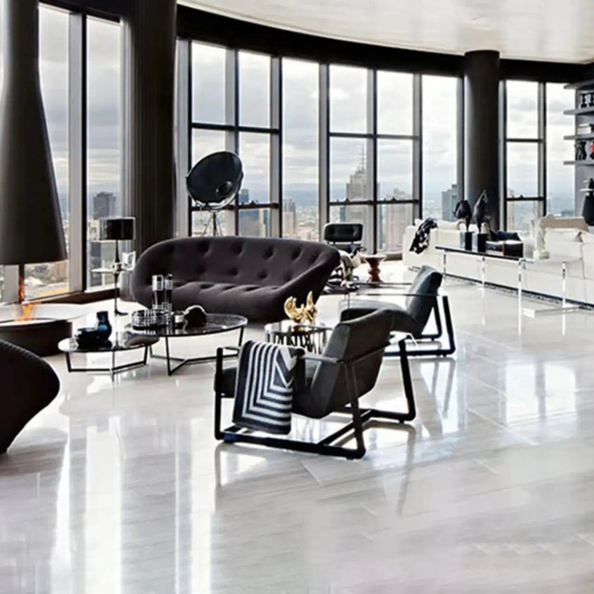 Black Microfiber Leather Reclining Lounge Chair Image - 13