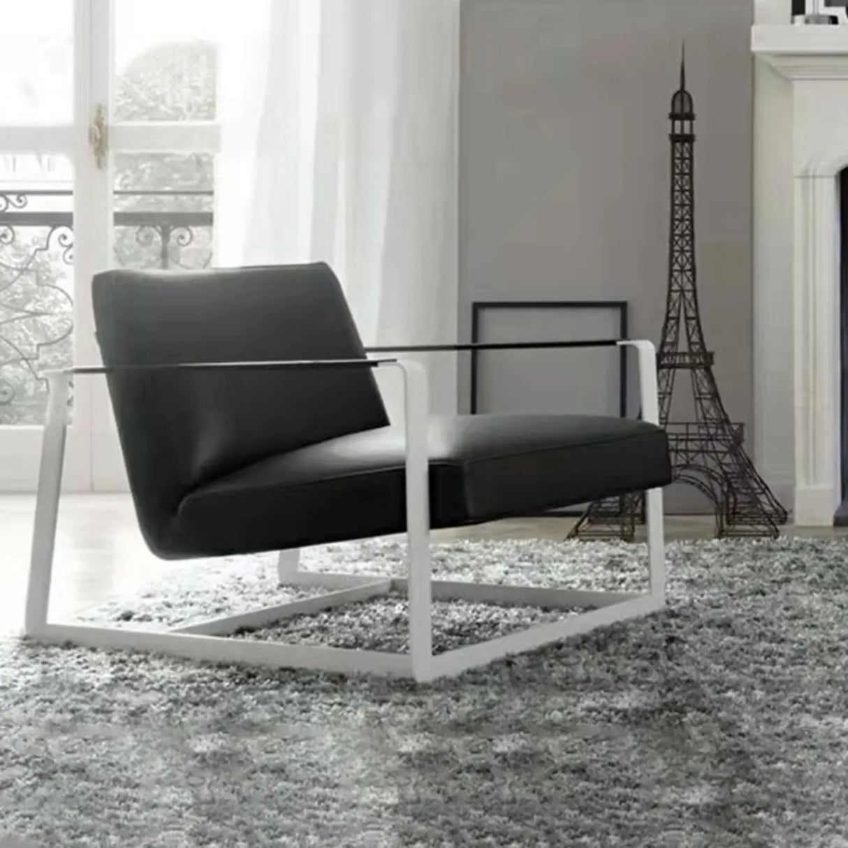 Black Microfiber Leather Reclining Lounge Chair Image - 3