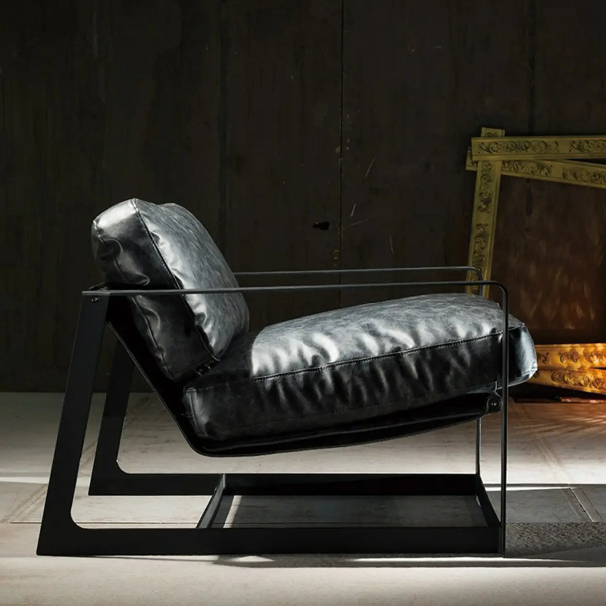 Black Microfiber Leather Reclining Lounge Chair Image - 9