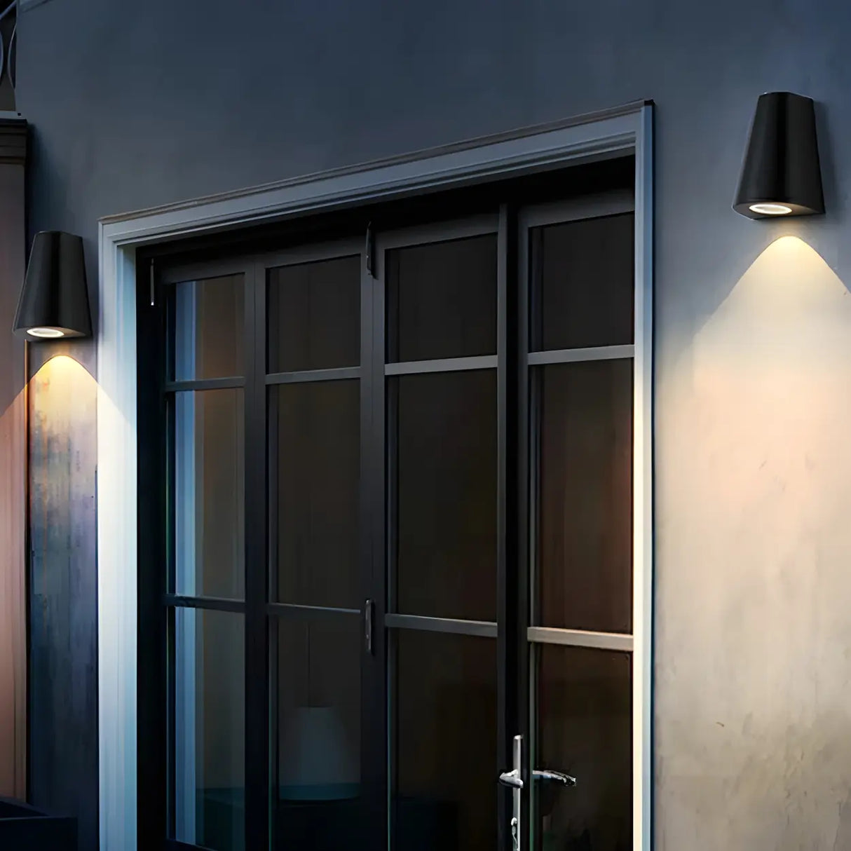 Black Modern Cone Metal Exterior LED Wall Light Image - 4