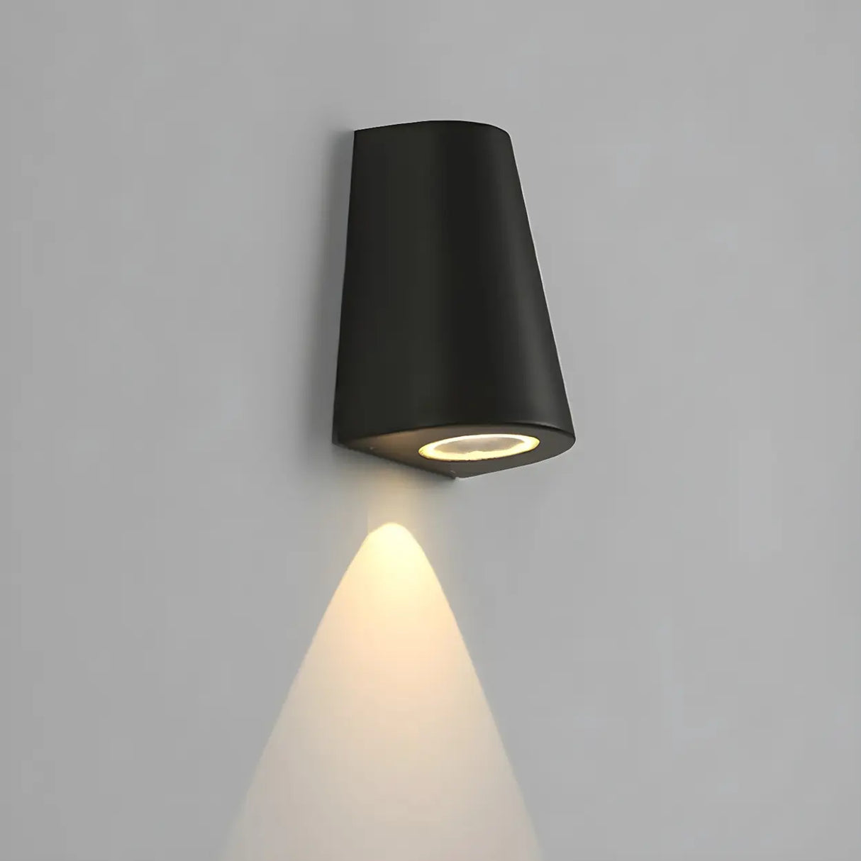 Black Modern Cone Metal Exterior LED Wall Light Image - 9
