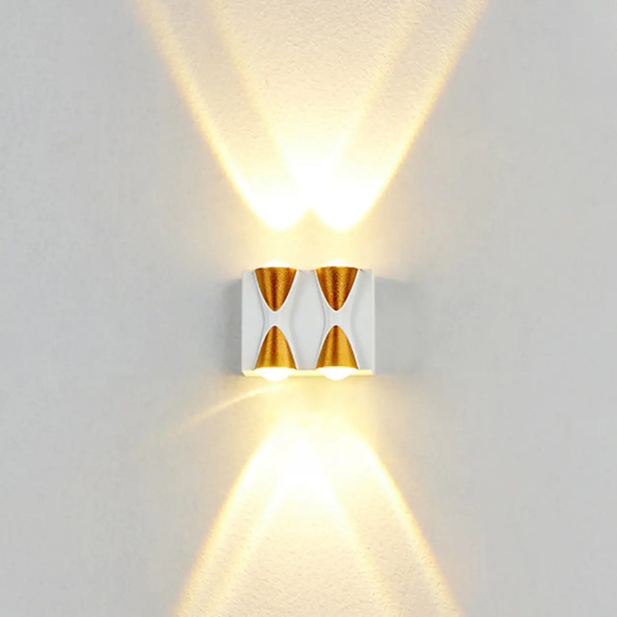 Black Modern Geometric Metal External Up Down Wall Lights Image - 11