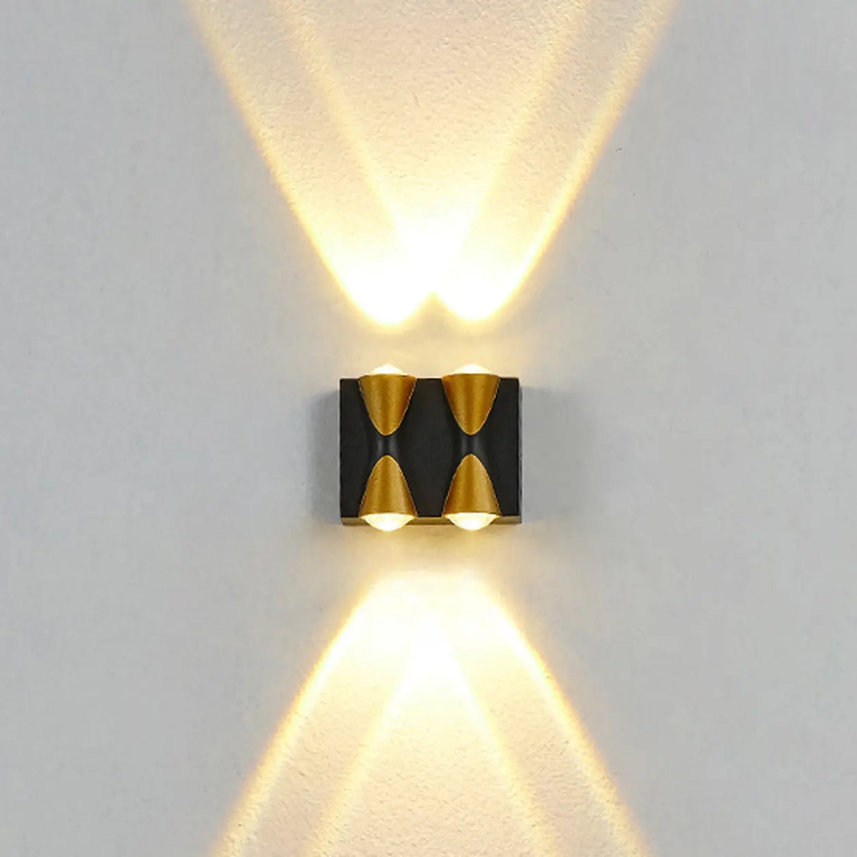 Black Modern Geometric Metal External Up Down Wall Lights Image - 6